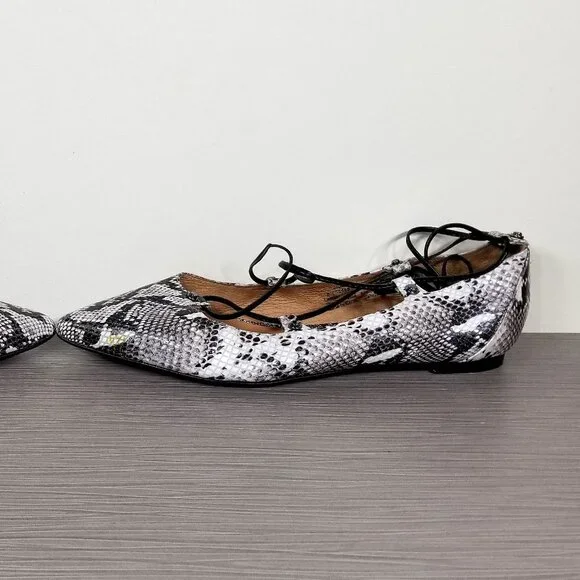 Halogen Owen Ghillie Flat. Snakeskin Black & White Print, Womens Size 9.5 M - Picture 8 of 12